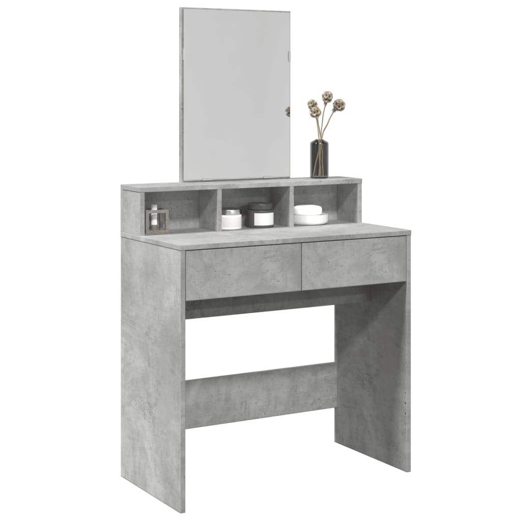 Kaptafel met spiegel 80x41x144,5 cm betongrijs is nu te koop bij PeponiXL, paradijselijk wonen!
