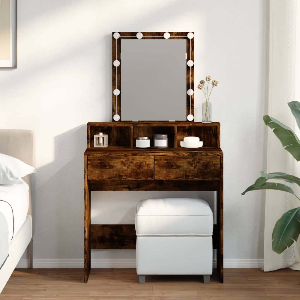 Kaptafel met LED 80x41x144,5 cm gerookt eikenkleurig is nu te koop bij PeponiXL, paradijselijk wonen!