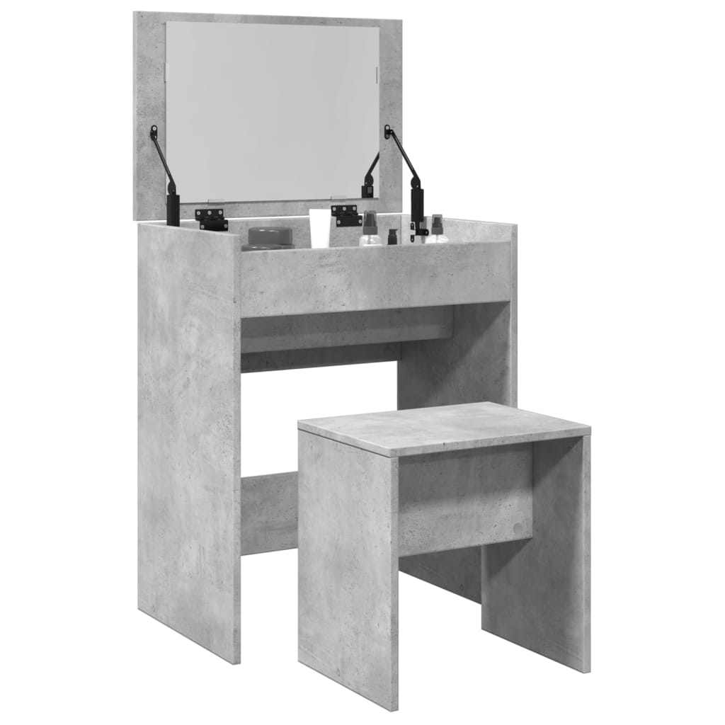 Kaptafel met krukje 60x40x113,5 cm betongrijs is nu te koop bij PeponiXL, paradijselijk wonen!