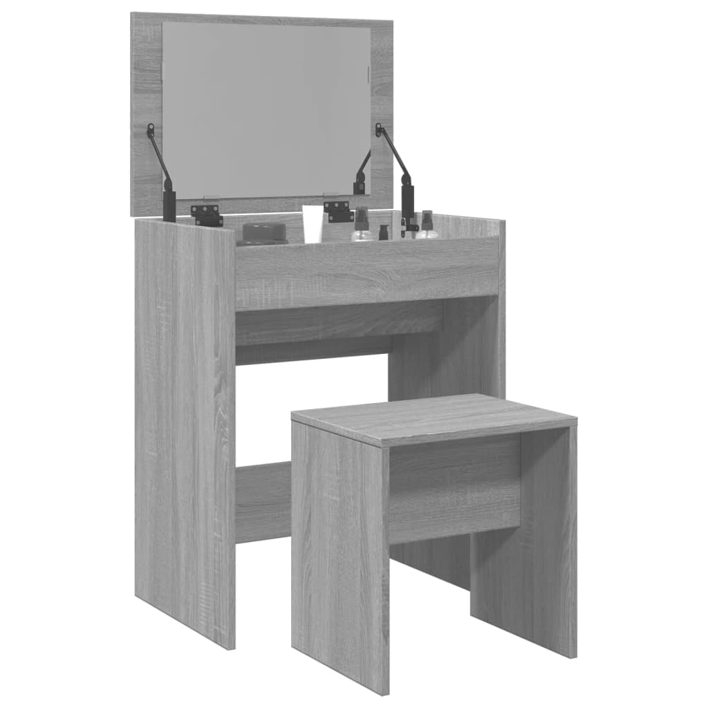 Kaptafel met krukje 60x40x113,5 cm grijs sonoma is nu te koop bij PeponiXL, paradijselijk wonen!