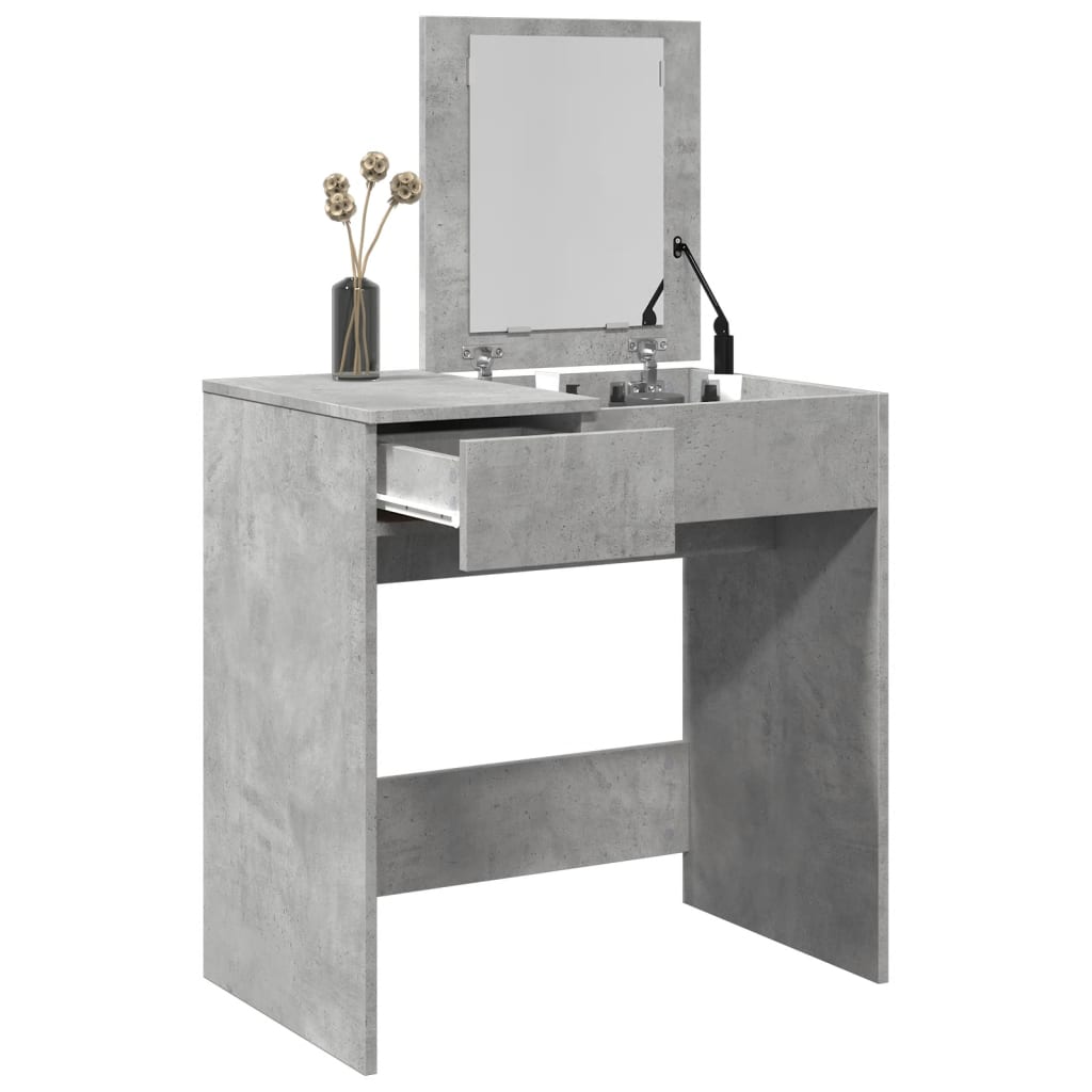 Kaptafel met spiegel 73x46,5x120 cm betongrijs is nu te koop bij PeponiXL, paradijselijk wonen!