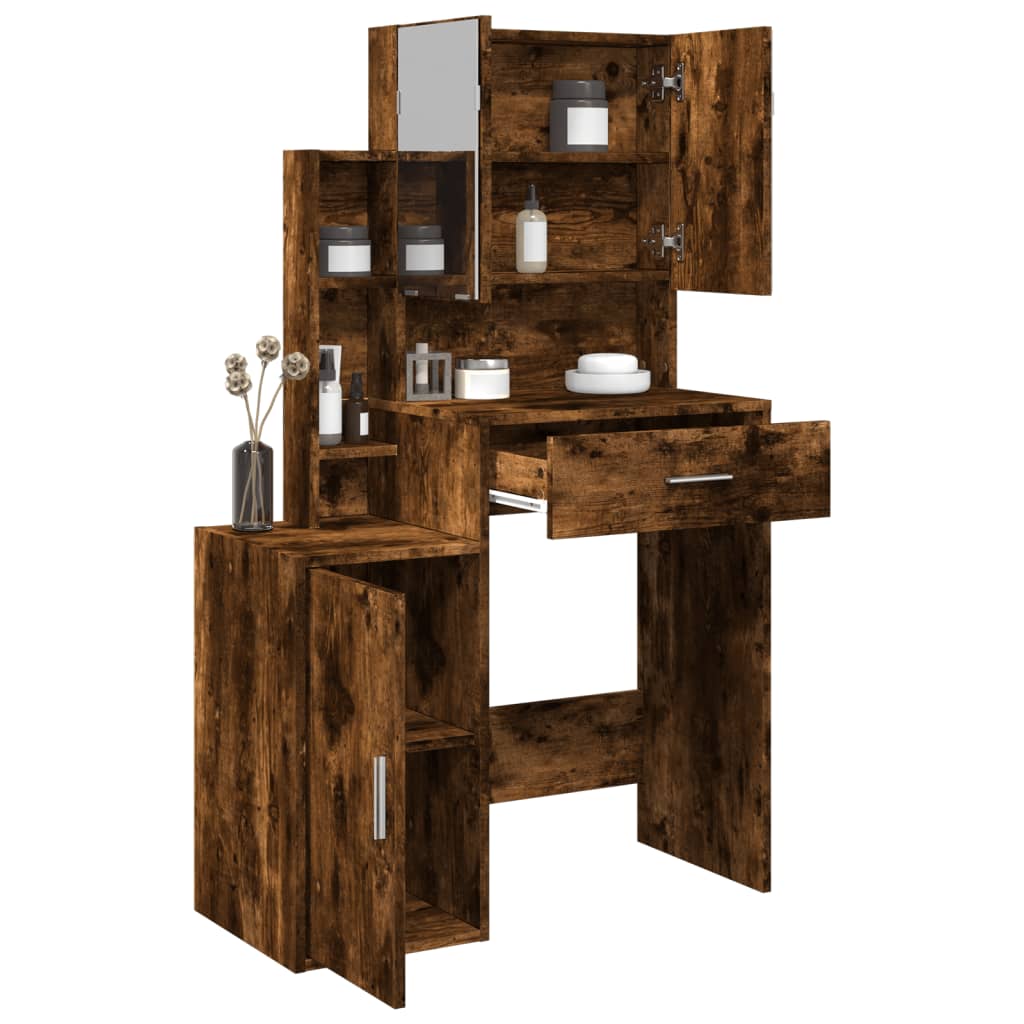 Kaptafel met kastje 80x35x132 cm gerookt eikenkleurig is nu te koop bij PeponiXL, paradijselijk wonen!
