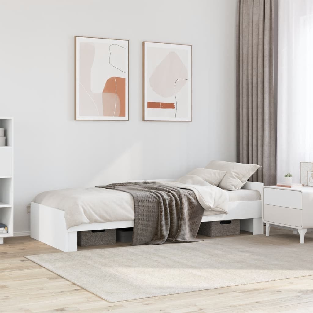 Bedframe bewerkt hout wit 100x200 cm is nu te koop bij PeponiXL, paradijselijk wonen!