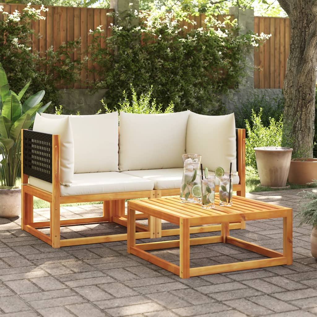 Tuinbanken Hoekbanken met Kussens 2 st acaciahout & Rotan is nu te koop bij PeponiXL, paradijselijk wonen!
