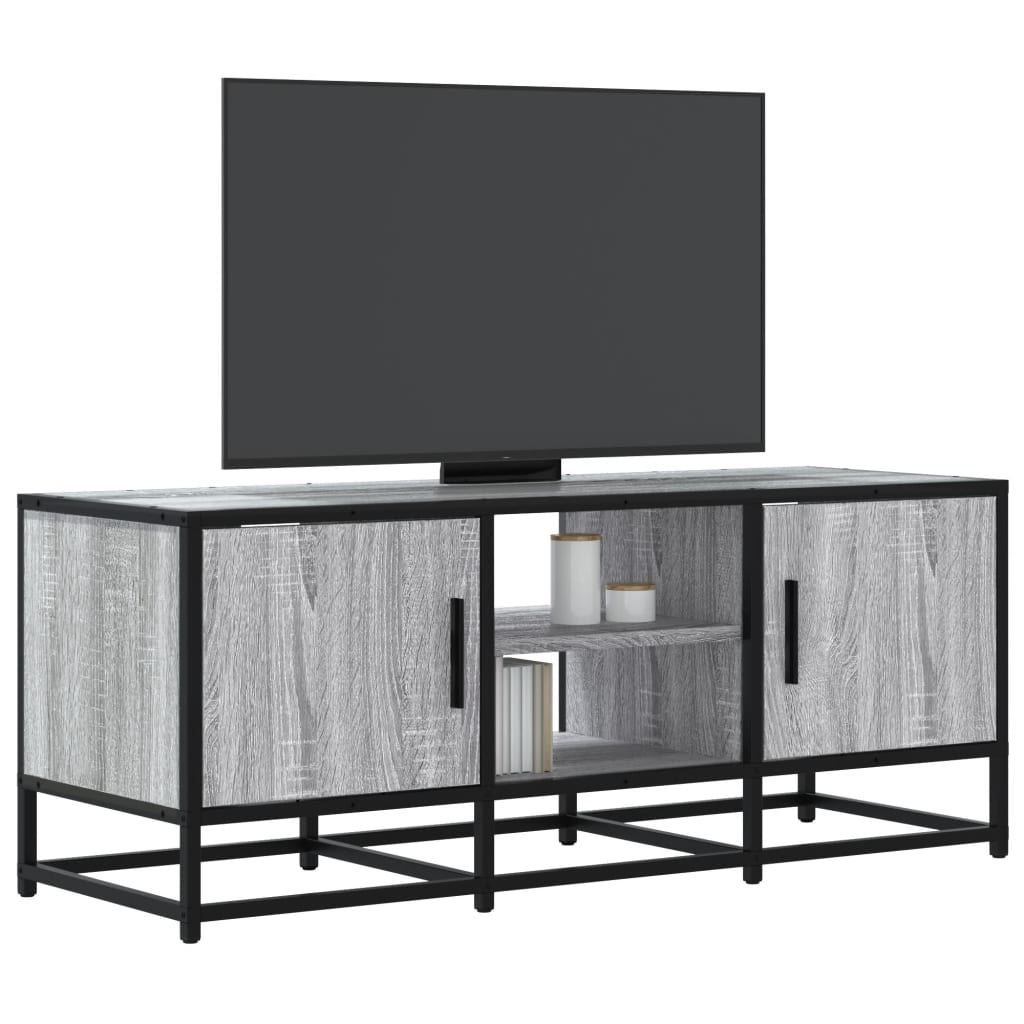 Tv-meubel 100x35x41 cm bewerkt hout metaal grijs sonoma eiken is nu te koop bij PeponiXL, paradijselijk wonen!