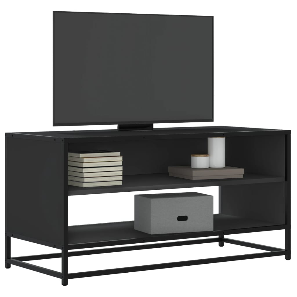Tv-meubel 91x40x46 cm bewerkt hout en metaal zwart is nu te koop bij PeponiXL, paradijselijk wonen!