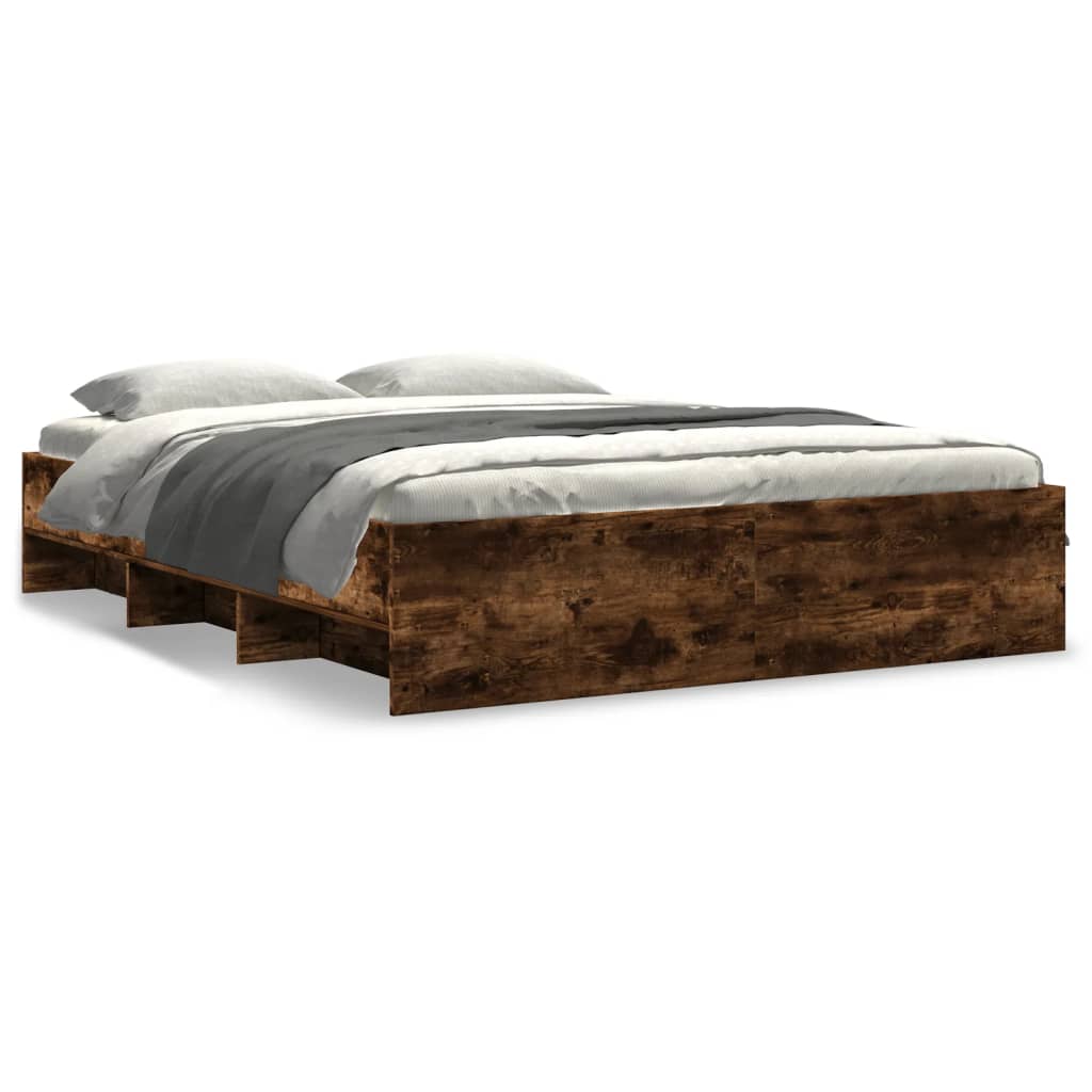 Bedframe zonder matras hout gerookt eikenkleurig 150x200 cm is nu te koop bij PeponiXL, paradijselijk wonen!