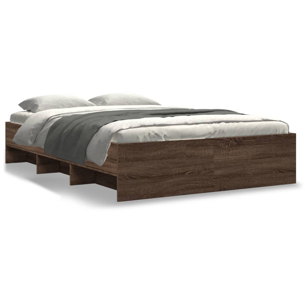 Bedframe zonder matras bewerkt hout bruin eikenkleur 140x190 cm is nu te koop bij PeponiXL, paradijselijk wonen!