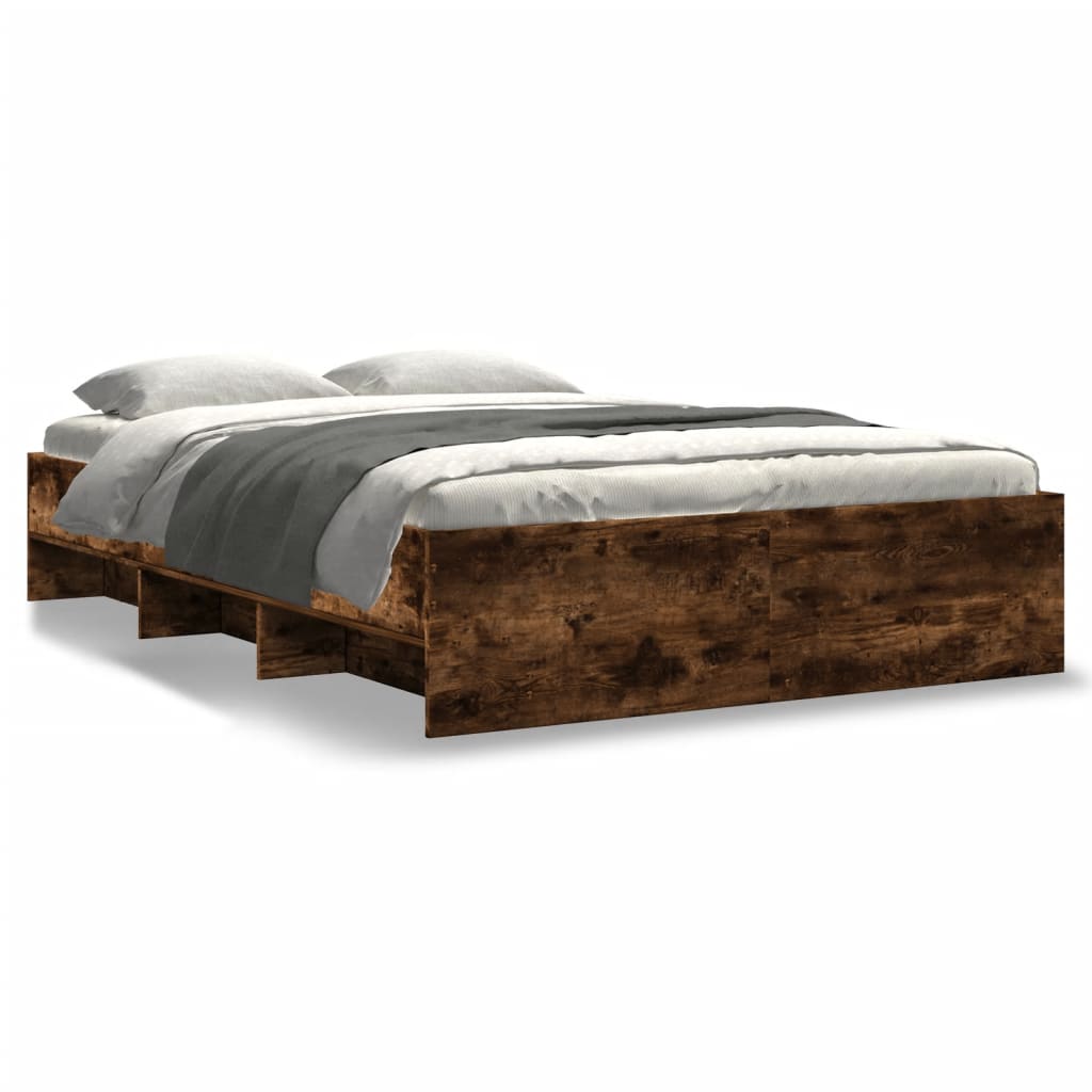 Bedframe zonder matras hout gerookt eikenkleurig 120x190 cm is nu te koop bij PeponiXL, paradijselijk wonen!