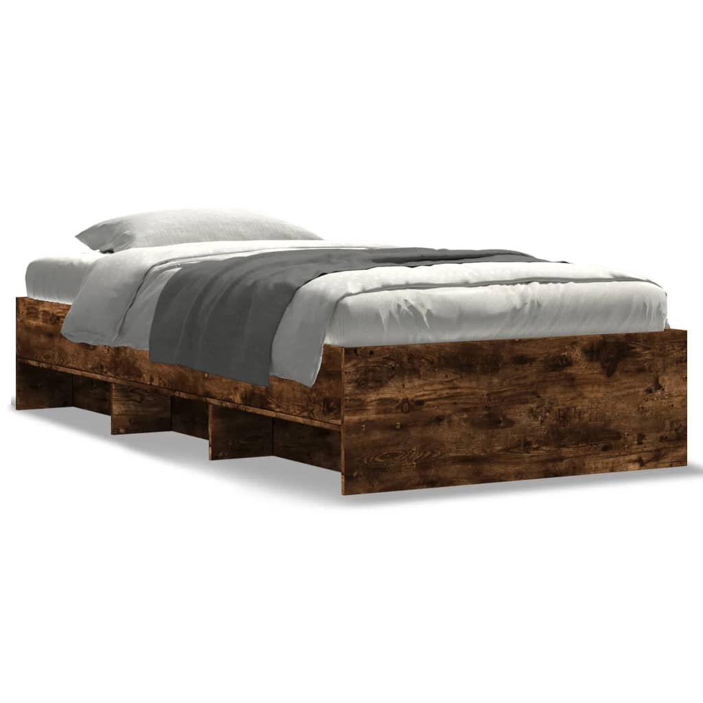 Bedframe zonder matras hout gerookt eikenkleurig 75x190 cm is nu te koop bij PeponiXL, paradijselijk wonen!