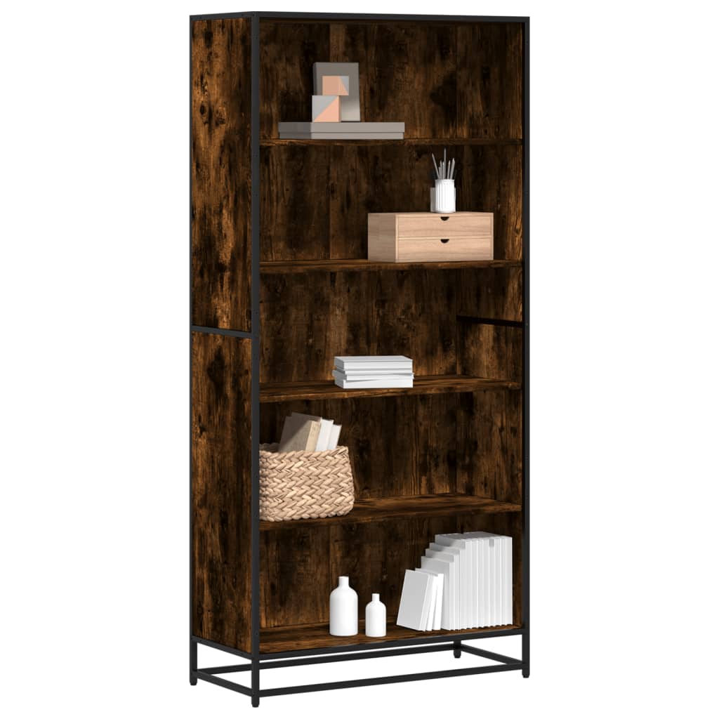 Boekenkast 80,5x35x170,5 cm bewerkt hout gerookt eikenkleurig is nu te koop bij PeponiXL, paradijselijk wonen!