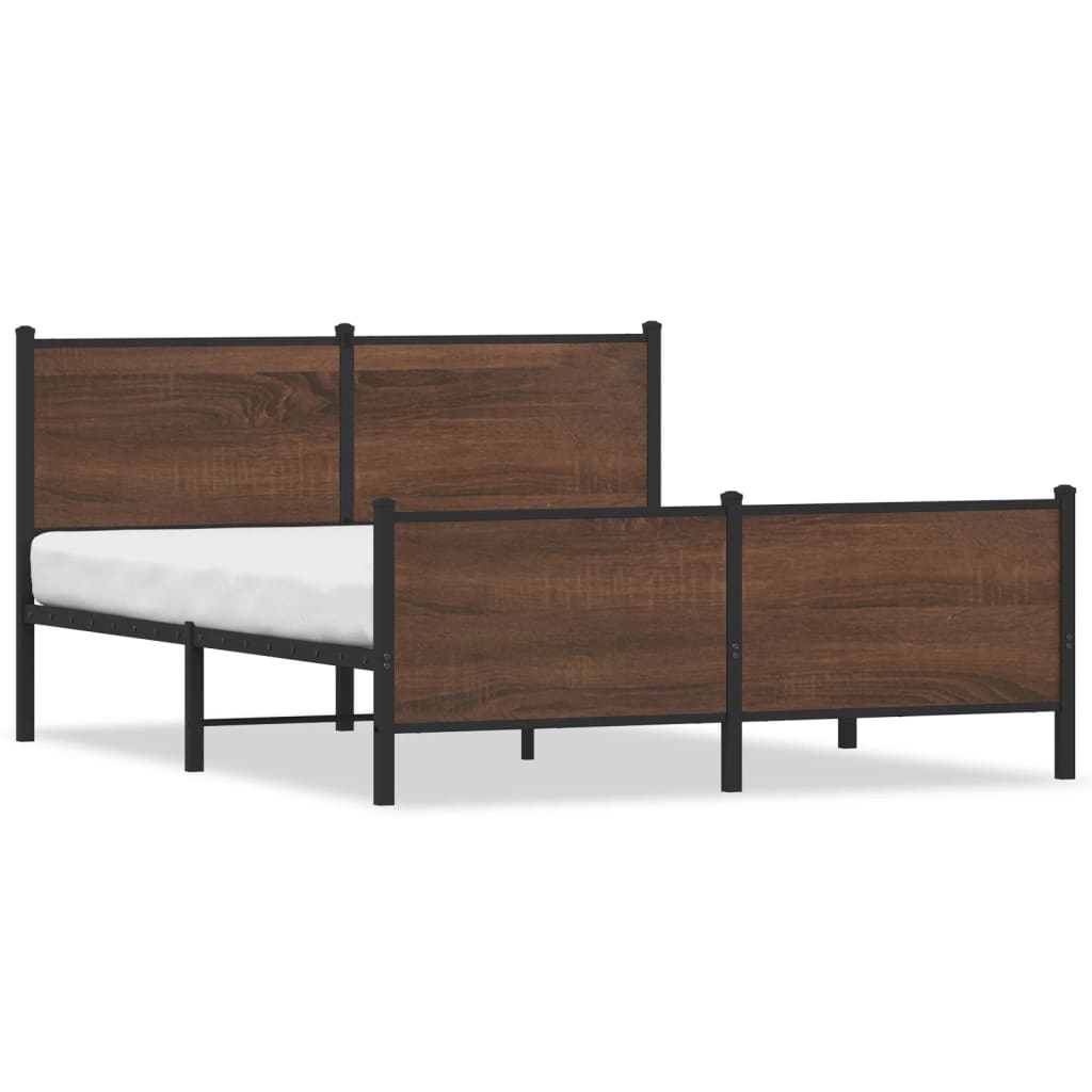 Bedframe zonder matras metaal bruin eikenkleurig 140x190 cm is nu te koop bij PeponiXL, paradijselijk wonen!