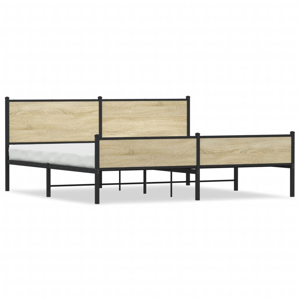 Bedframe zonder matras metaal sonoma eikenkleur 200x200 cm is nu te koop bij PeponiXL, paradijselijk wonen!
