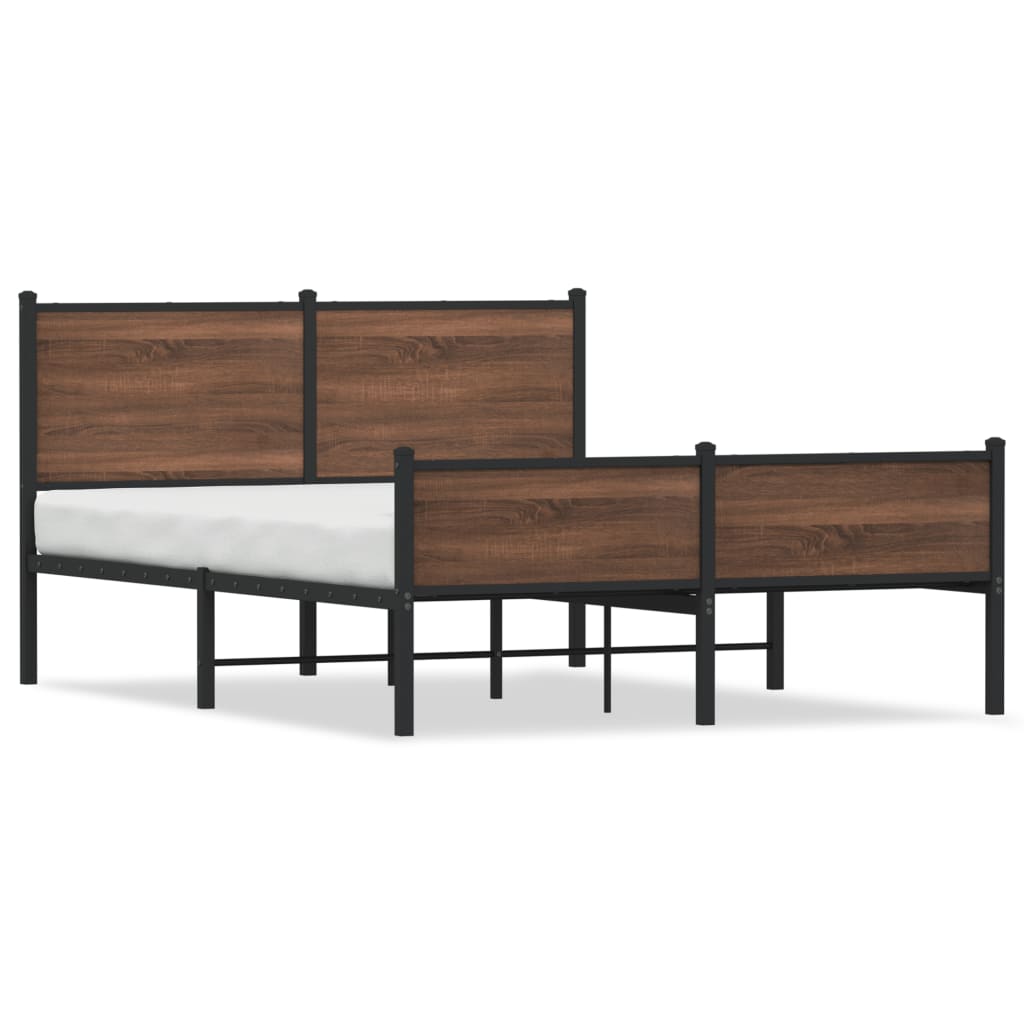 Bedframe zonder matras metaal bruin eikenkleurig 150x200 cm is nu te koop bij PeponiXL, paradijselijk wonen!