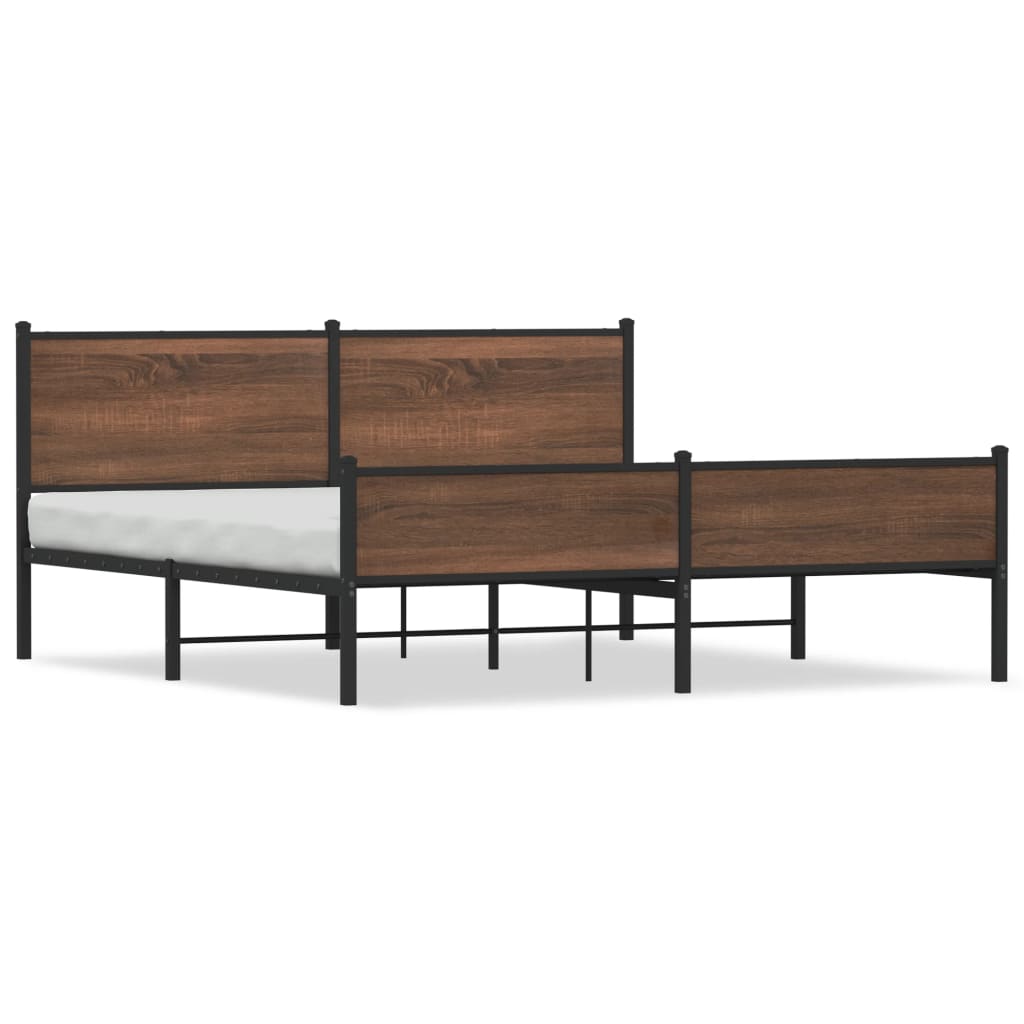Bedframe zonder matras metaal bruin eikenkleurig 160x200 cm is nu te koop bij PeponiXL, paradijselijk wonen!