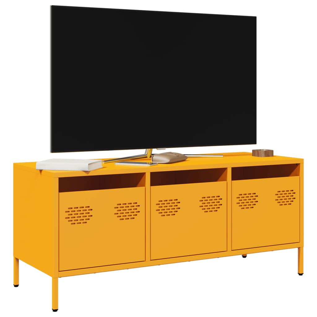 Tv-meubel 101,5x39x43,5 cm koudgewalst staal mosterdgeel is nu te koop bij PeponiXL, paradijselijk wonen!