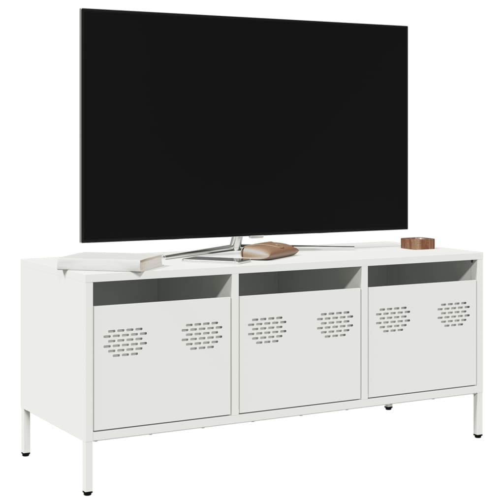 Tv-meubel 101,5x39x43,5 cm koudgewalst staal wit is nu te koop bij PeponiXL, paradijselijk wonen!