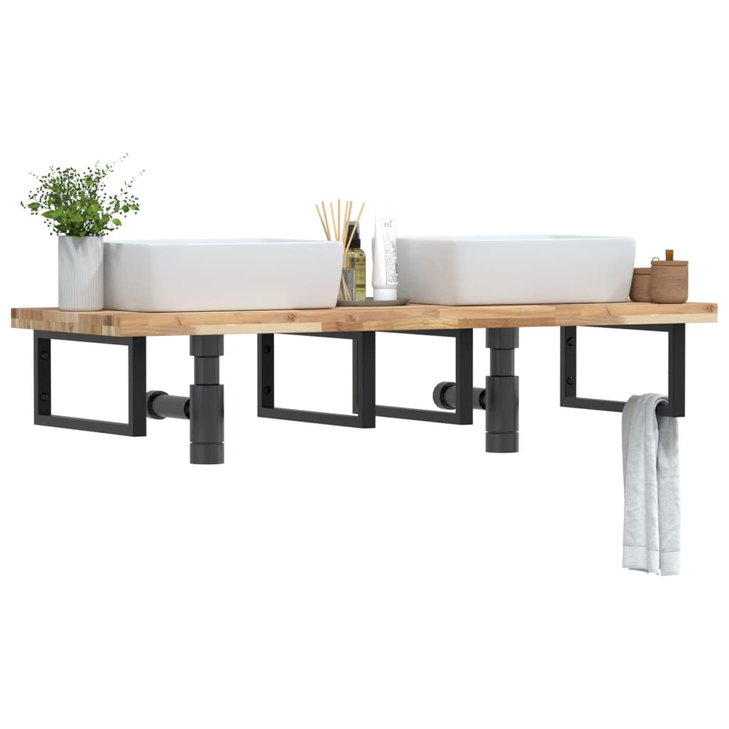 Badkamer wandschap staal en massief acaciahout is nu te koop bij PeponiXL, paradijselijk wonen!