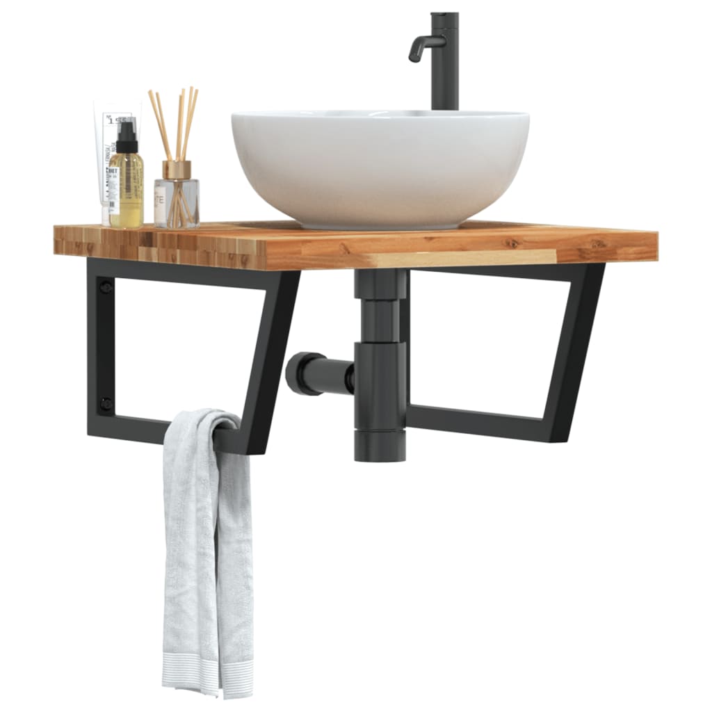 Badkamer wandschap staal en massief acaciahout is nu te koop bij PeponiXL, paradijselijk wonen!