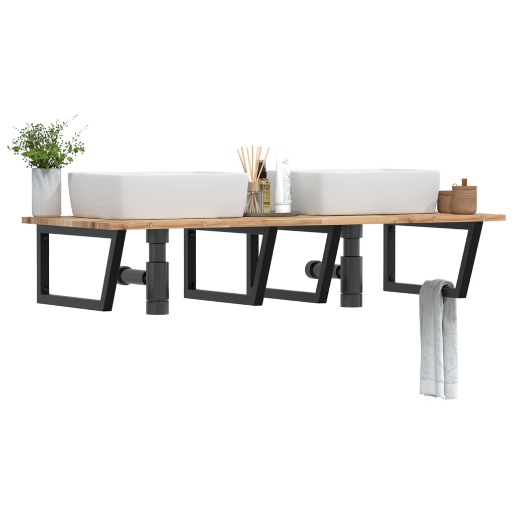 Badkamer wandschap staal en massief acaciahout is nu te koop bij PeponiXL, paradijselijk wonen!