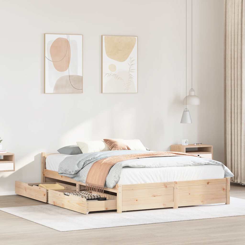 Bedframe zonder matras massief grenenhout 140x190 cm is nu te koop bij PeponiXL, paradijselijk wonen!