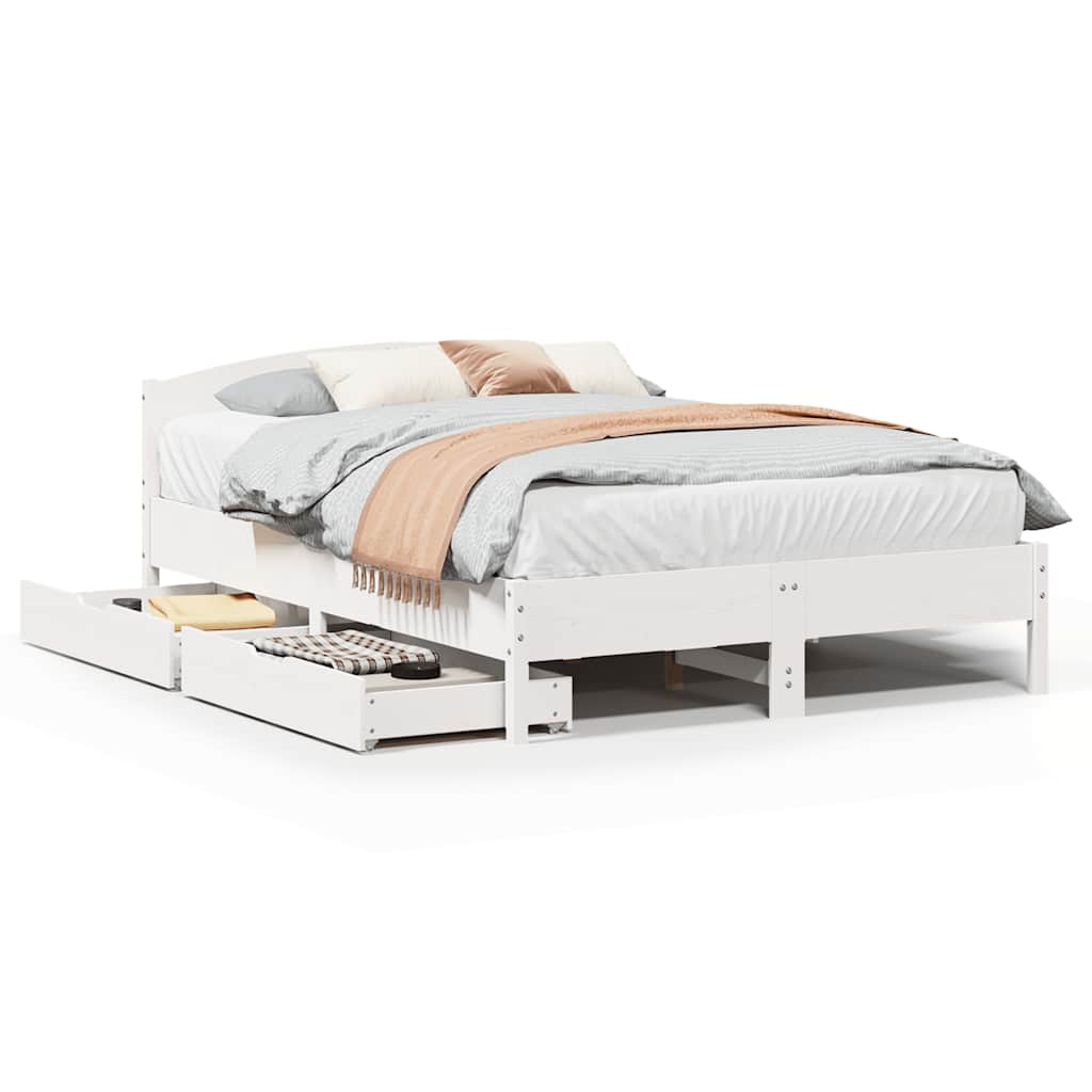 Bedframe zonder matras massief grenenhout wit 140x200 cm is nu te koop bij PeponiXL, paradijselijk wonen!