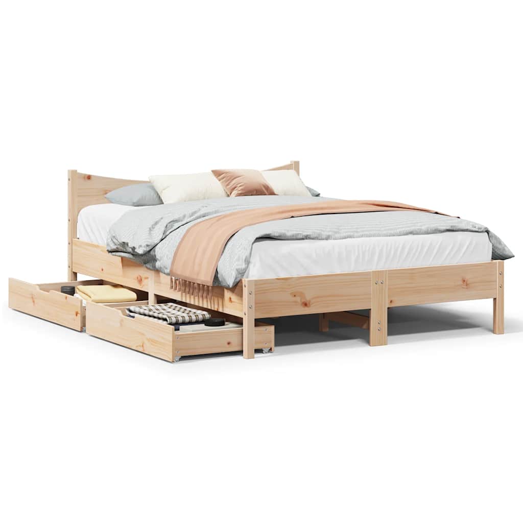 Bedframe met lades massief grenenhout 120x190 cm is nu te koop bij PeponiXL, paradijselijk wonen!