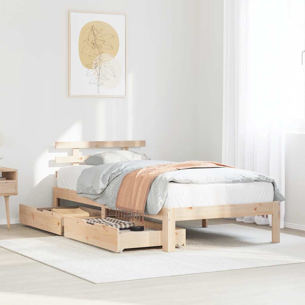 Bedframe met lades massief grenenhout 90x200 cm is nu te koop bij PeponiXL, paradijselijk wonen!
