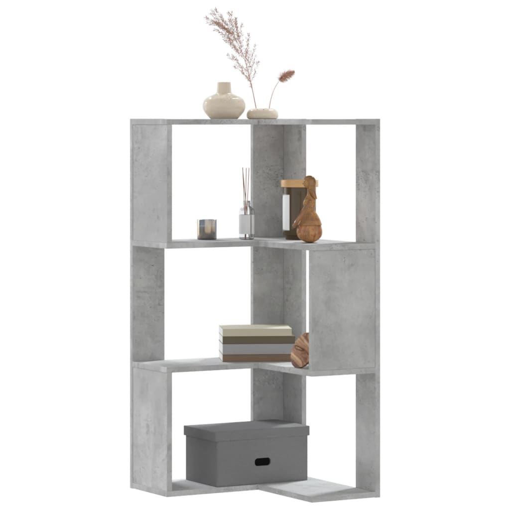 Boekenkast 3-laags hoek 50x50x102 cm bewerkt hout betongrijs is nu te koop bij PeponiXL, paradijselijk wonen!