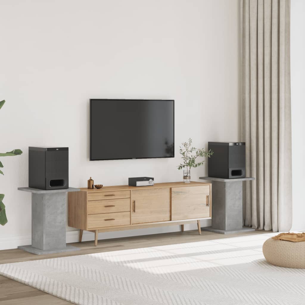 Speakerstandaards 2 st 30x30x60 cm bewerkt hout betongrijs is nu te koop bij PeponiXL, paradijselijk wonen!