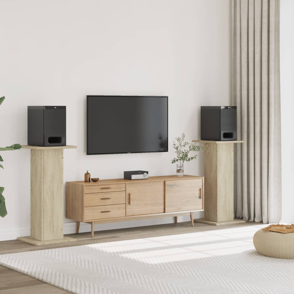 Speakerstandaards 2 st 30x30x95 cm bewerkt hout sonoma eiken is nu te koop bij PeponiXL, paradijselijk wonen!