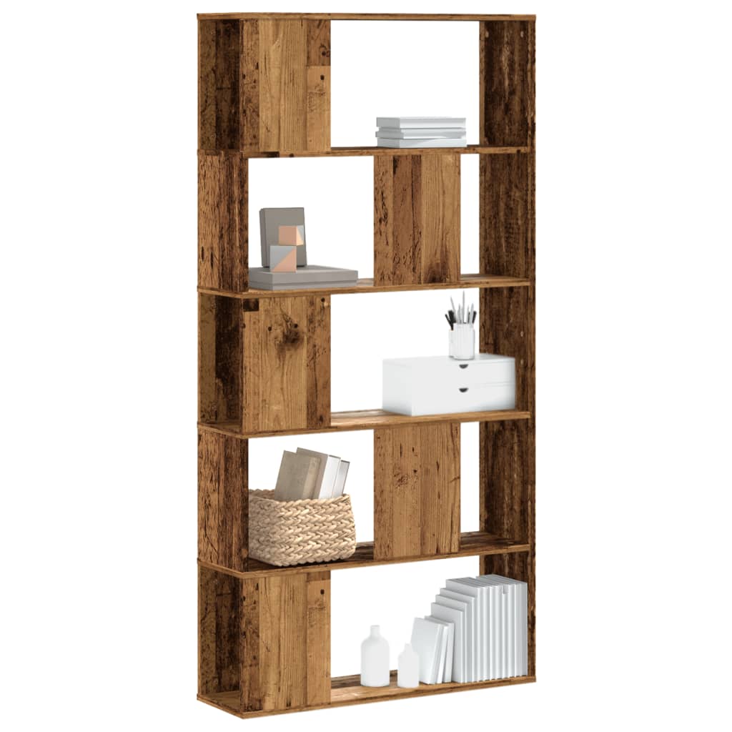 Boekenkast 5-laags 80,5x23,5x162,5 cm bewerkt hout oud hout is nu te koop bij PeponiXL, paradijselijk wonen!