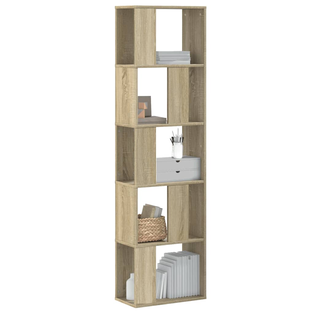 Boekenkast 5-laags 45x23,5x162,5 cm bewerkt hout sonoma eiken is nu te koop bij PeponiXL, paradijselijk wonen!