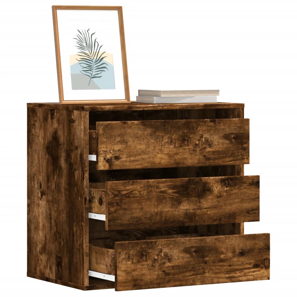 Ladekast 60x41x58 cm bewerkt hout gerookt eikenkleurig is nu te koop bij PeponiXL, paradijselijk wonen!