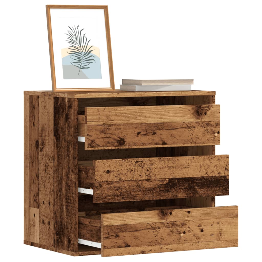 Ladekast 60x41x58 cm bewerkt hout oud houtkleurig is nu te koop bij PeponiXL, paradijselijk wonen!