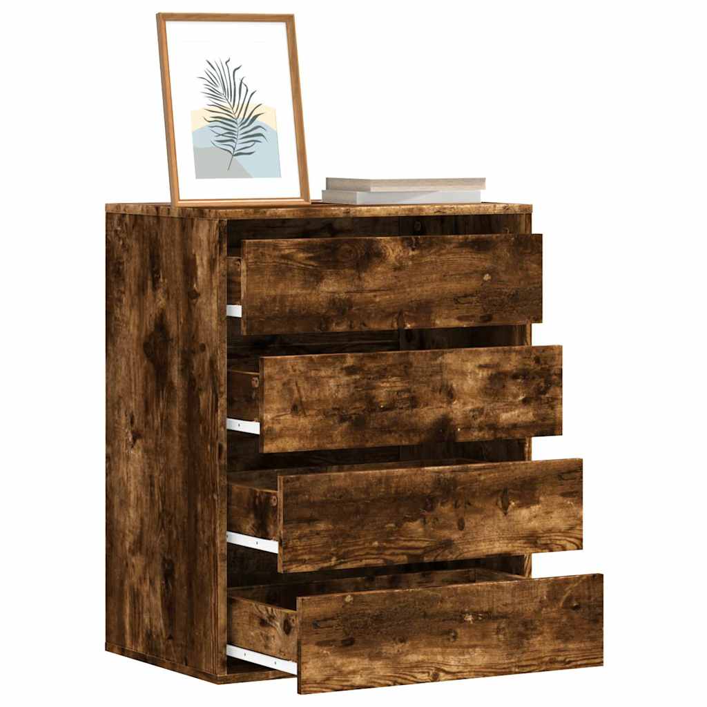 Ladekast 60x41x76 cm bewerkt hout gerookt eikenkleurig is nu te koop bij PeponiXL, paradijselijk wonen!