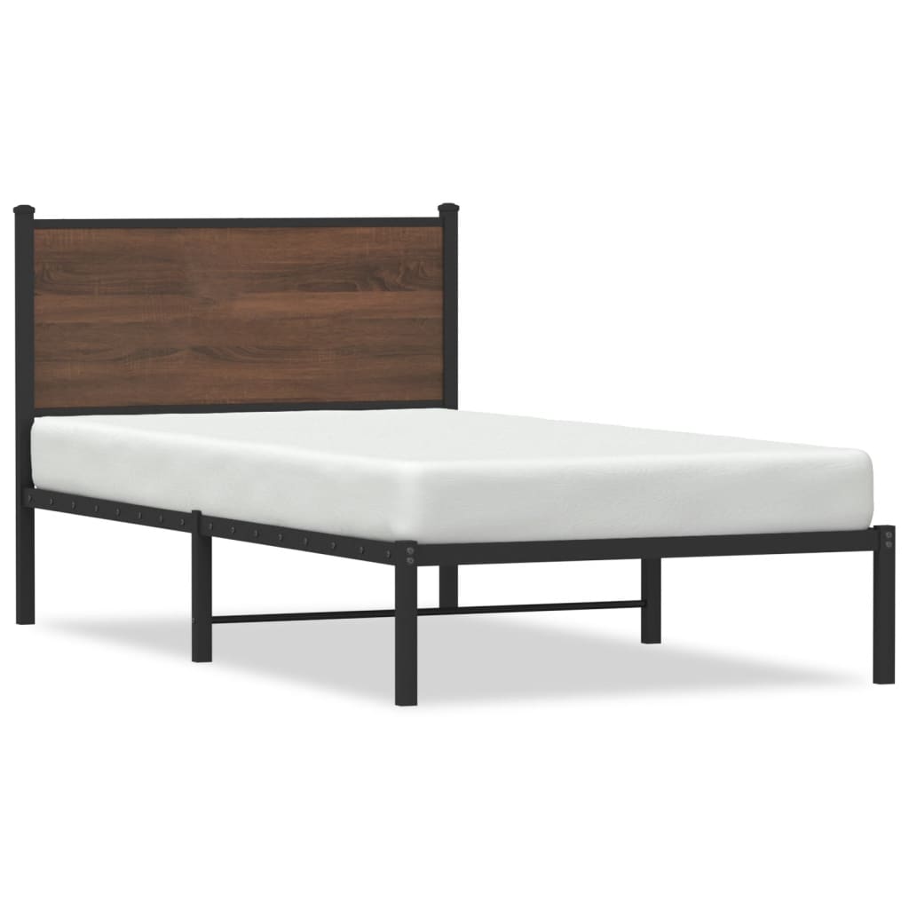 Bedframe zonder matras metaal bruin eikenkleurig 100x200 cm is nu te koop bij PeponiXL, paradijselijk wonen!