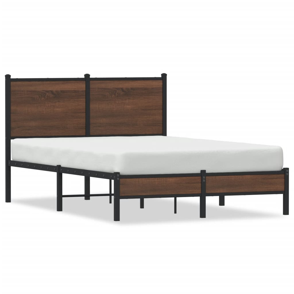 Bedframe zonder matras metaal bruin eikenkleurig 120x200 cm is nu te koop bij PeponiXL, paradijselijk wonen!