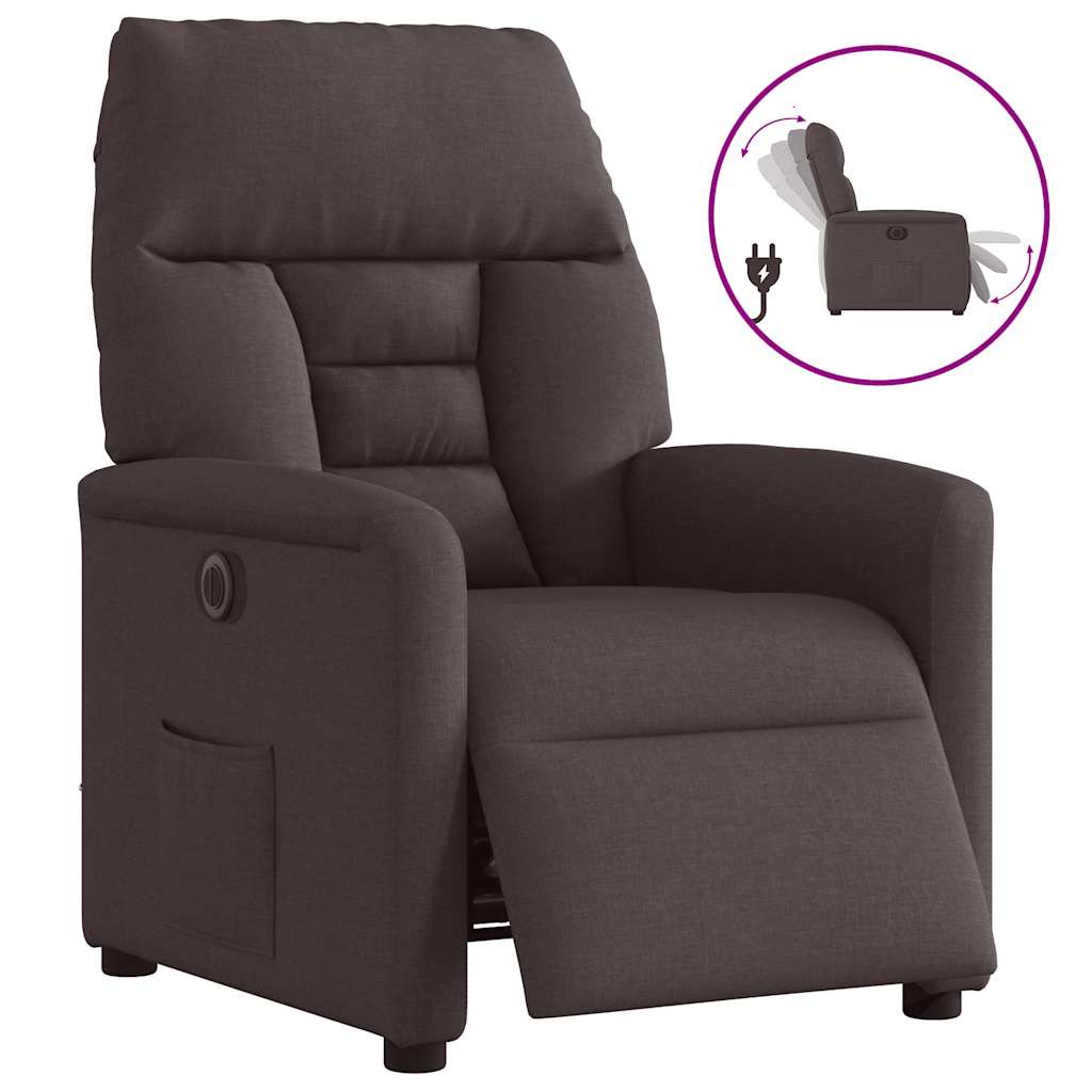 Fauteuil verstelbaar elektrisch stof donkerbruin is nu te koop bij PeponiXL, paradijselijk wonen!