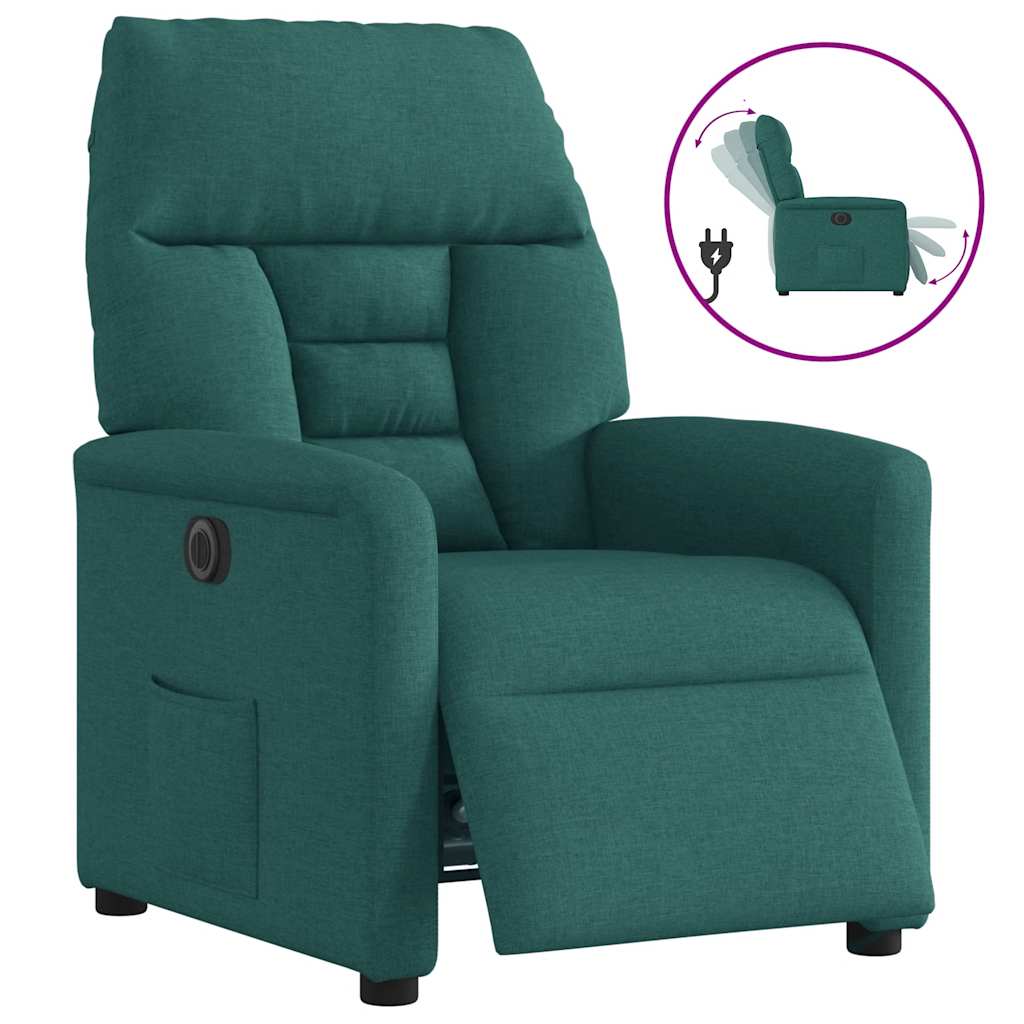 Fauteuil verstelbaar elektrisch stof donkergroen is nu te koop bij PeponiXL, paradijselijk wonen!
