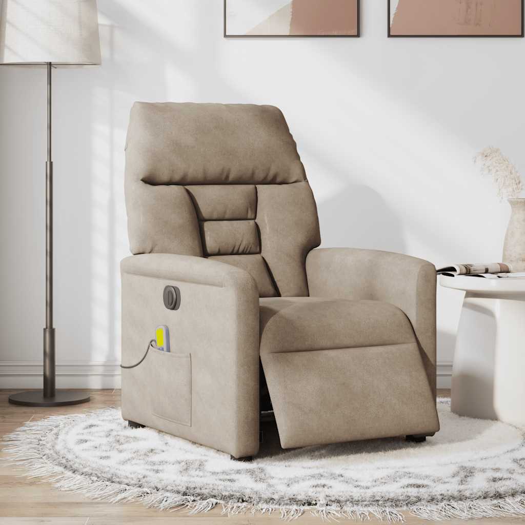 Massagestoel elektrisch verstelbaar microvezelstof taupe is nu te koop bij PeponiXL, paradijselijk wonen!