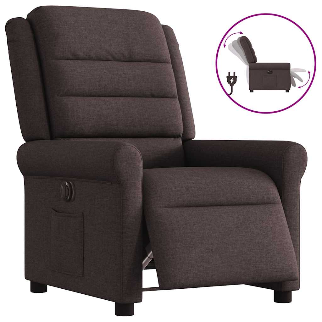 Fauteuil verstelbaar elektrisch stof donkerbruin is nu te koop bij PeponiXL, paradijselijk wonen!