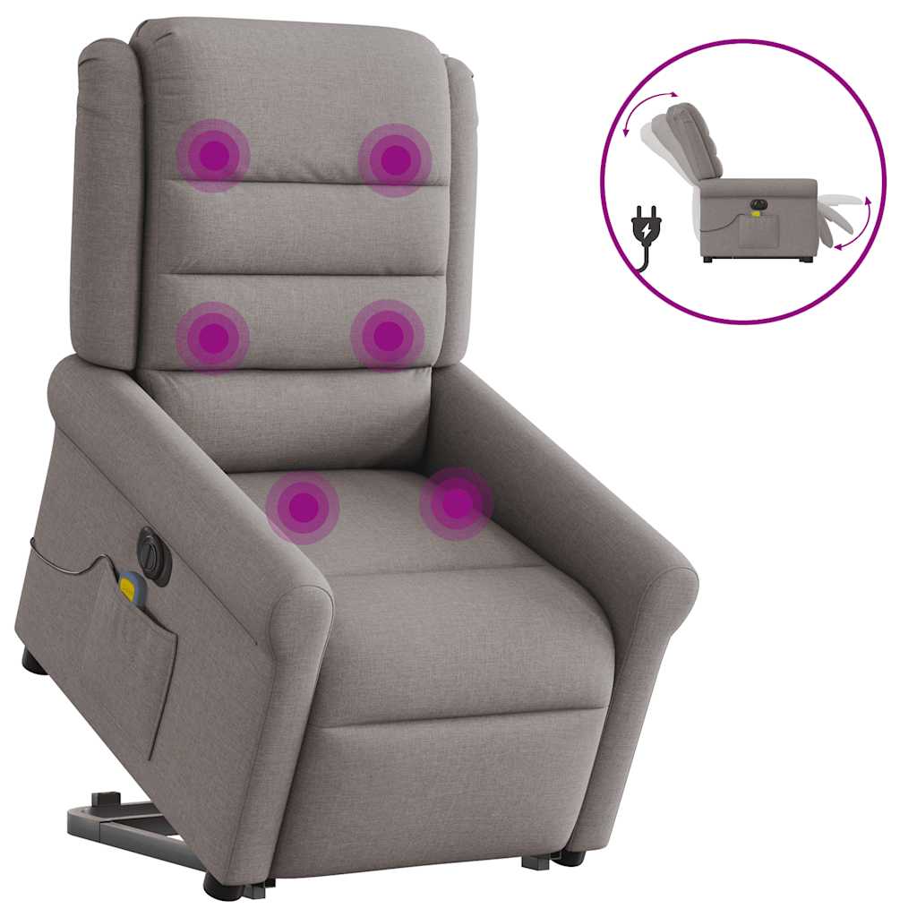 Sta-op-massagestoel elektrisch verstelbaar stof taupe is nu te koop bij PeponiXL, paradijselijk wonen!