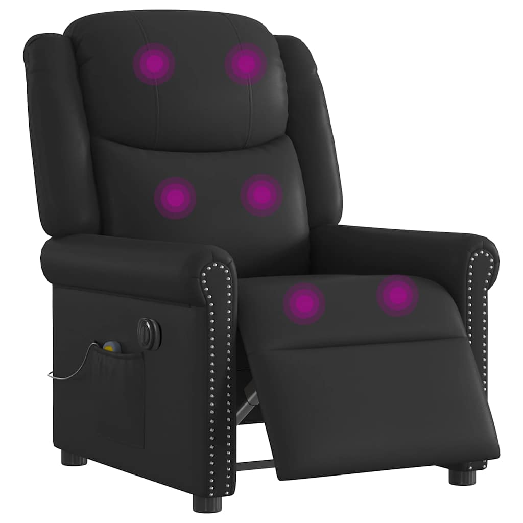 Massagestoel elektrisch verstelbaar kunstleer glanzend zwart is nu te koop bij PeponiXL, paradijselijk wonen!