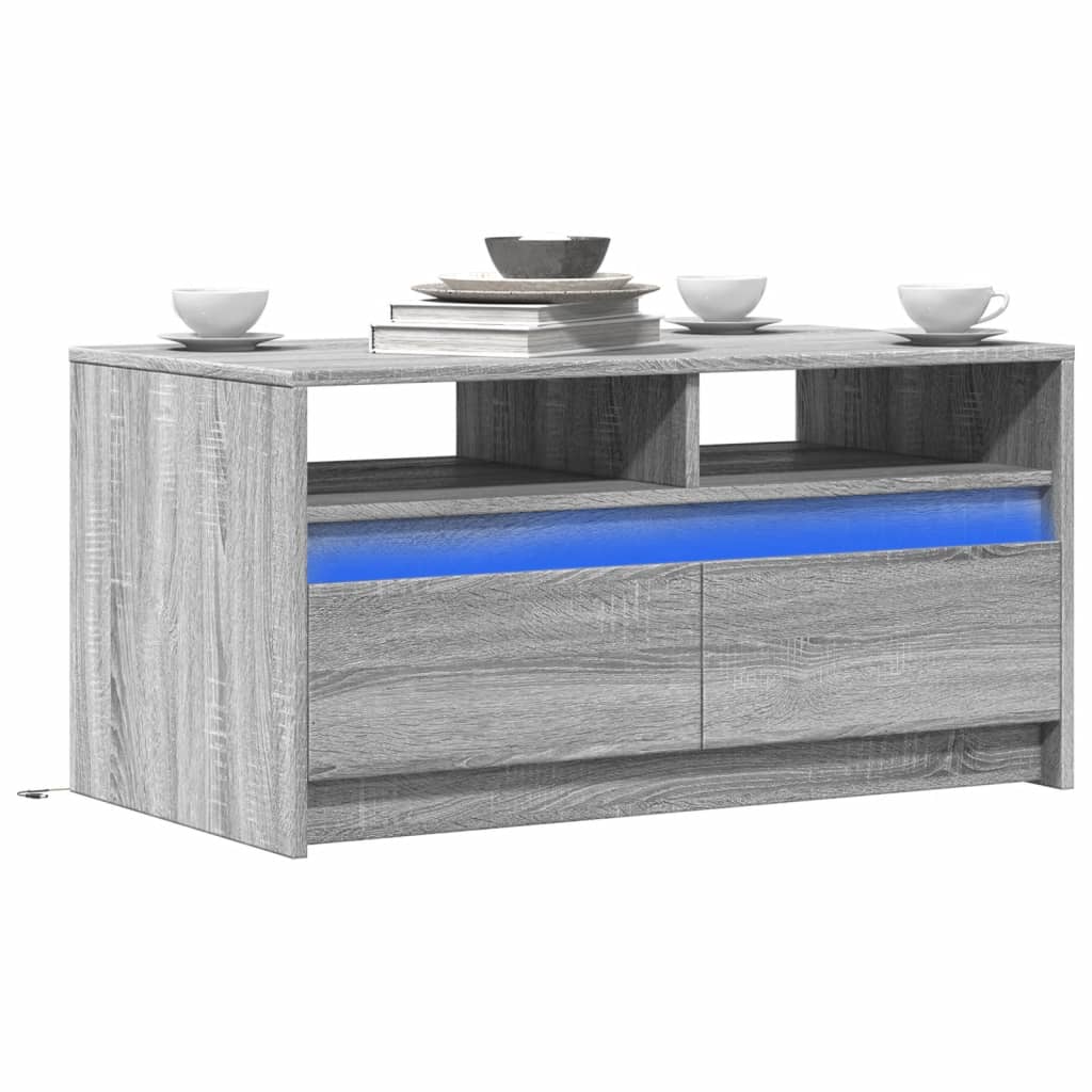 Salontafel met LED-verlichting bewerkt hout grijs sonoma eiken is nu te koop bij PeponiXL, paradijselijk wonen!