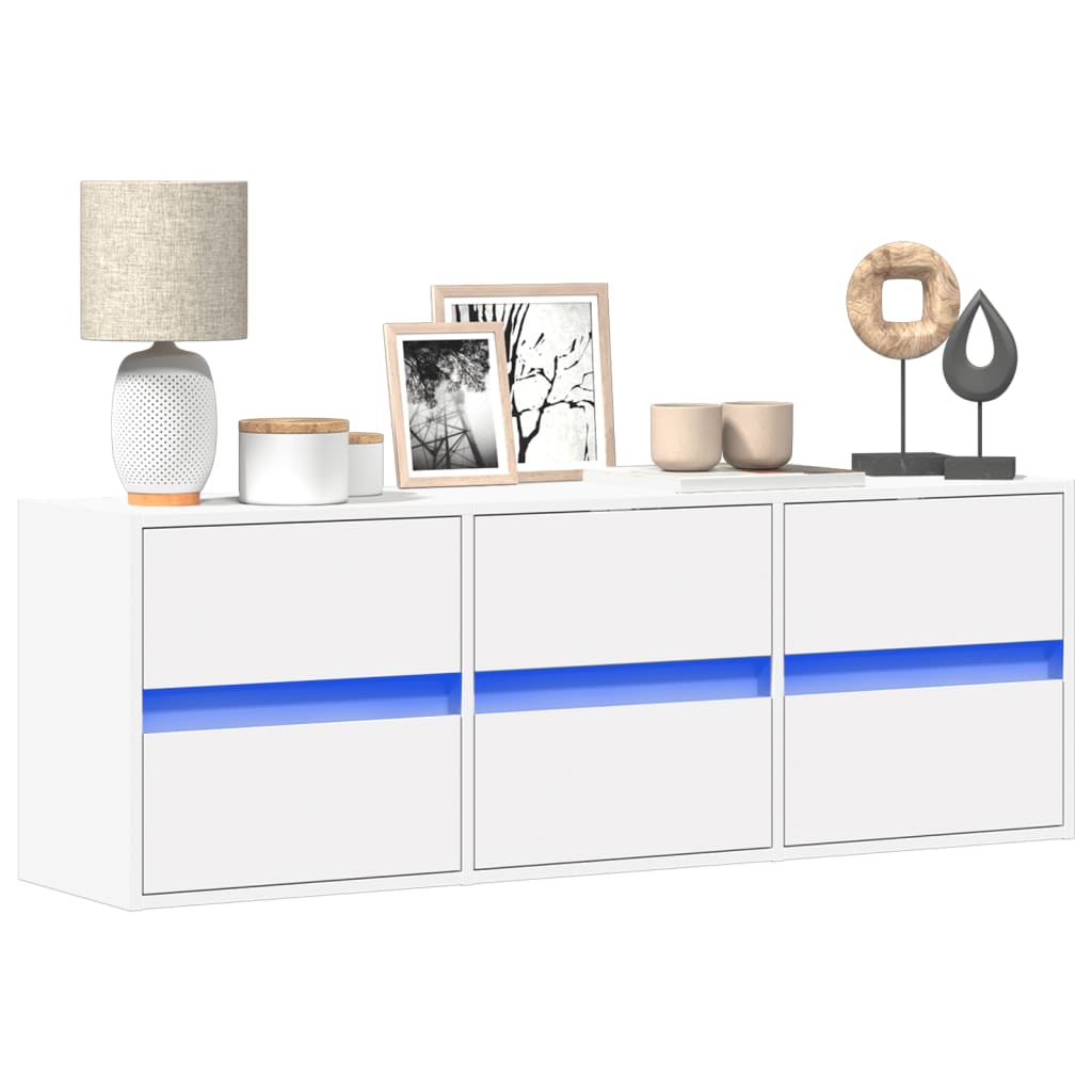 Tv-wandmeubel met LED-verlichting 130x31x45 cm wit is nu te koop bij PeponiXL, paradijselijk wonen!