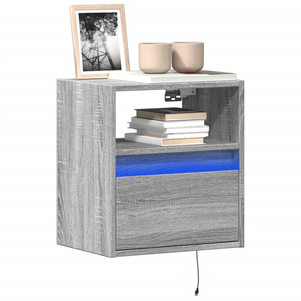 Tv-wandmeubel met LED-verlichting 41x31x45 cm grijs sonoma is nu te koop bij PeponiXL, paradijselijk wonen!