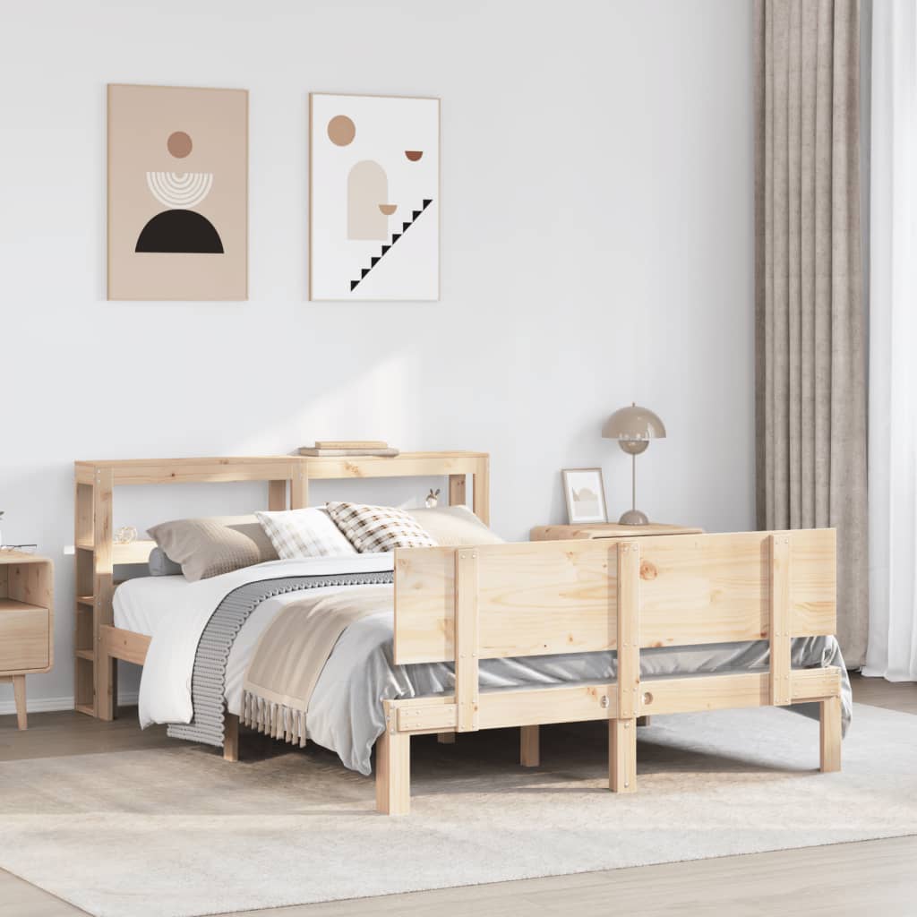 Bedframe met hoofdbord massief grenenhout 160x200 cm is nu te koop bij PeponiXL, paradijselijk wonen!