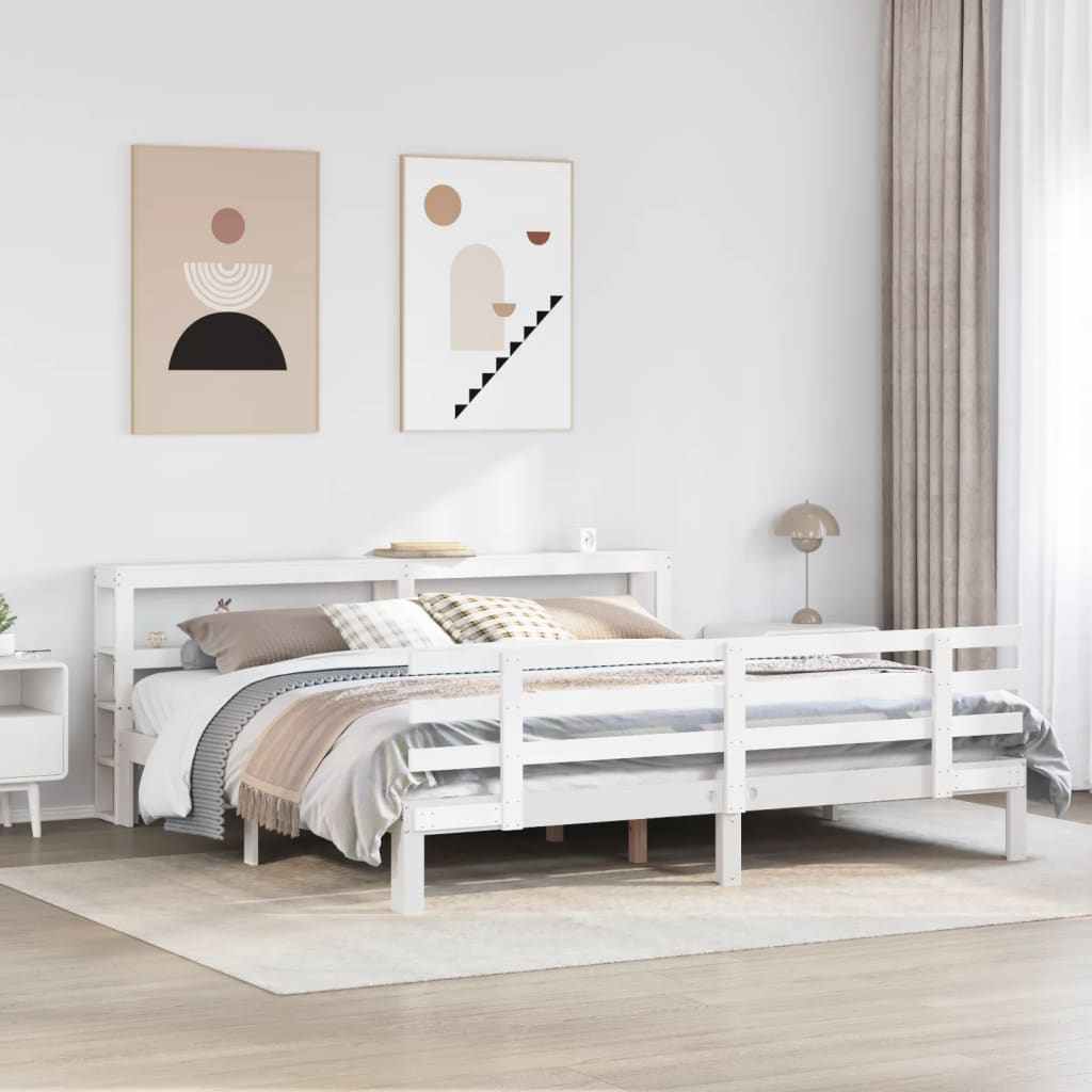 Bedframe met hoofdeinde zonder matras 180x200 cm wit is nu te koop bij PeponiXL, paradijselijk wonen!