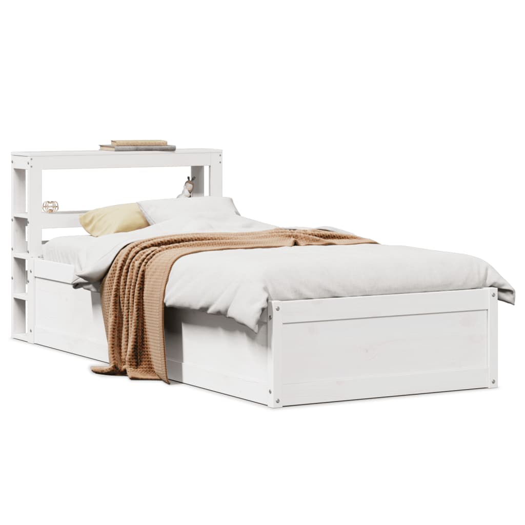 Bedframe met hoofdbord massief grenenhout wit 90x190 cm is nu te koop bij PeponiXL, paradijselijk wonen!